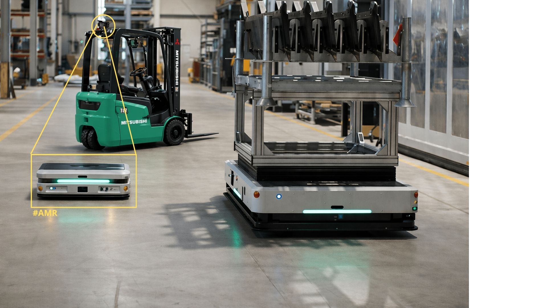 System TS-Forklift rozpoznaje pojazd autonomiczny AGV i reaguje ostrzeżeniem