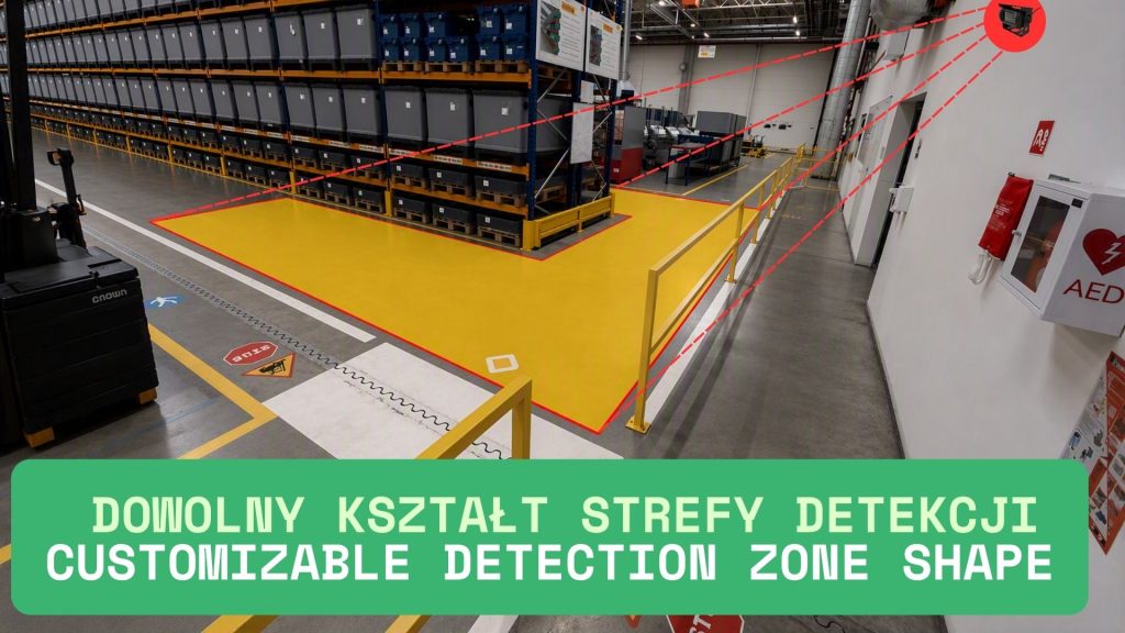 Konfigurowalna strefa detekcji o dowolnym kształcie w hali magazynowej