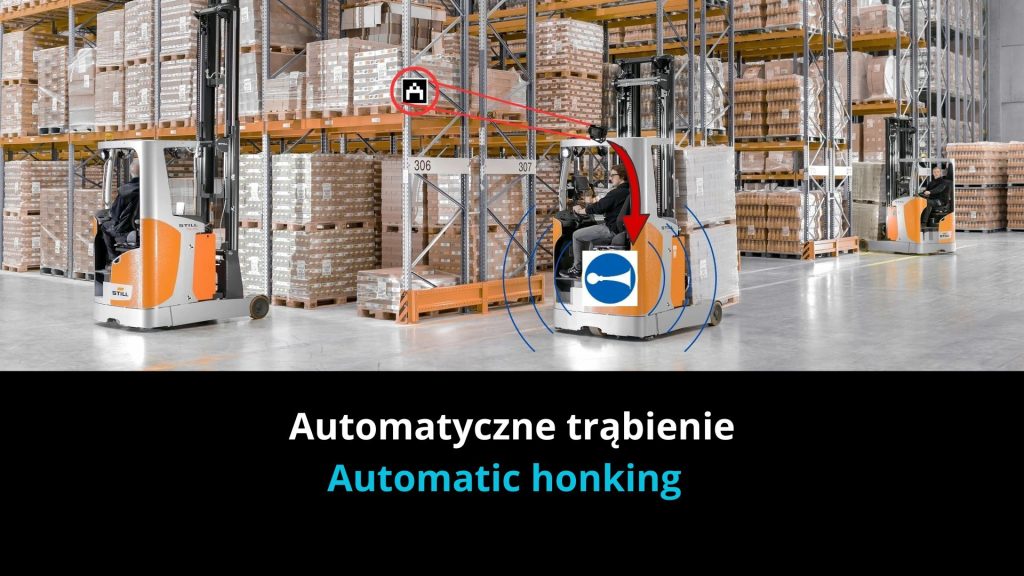 System TS-Forklift automatycznie uruchamia sygnał dźwiękowy wózka widłowego